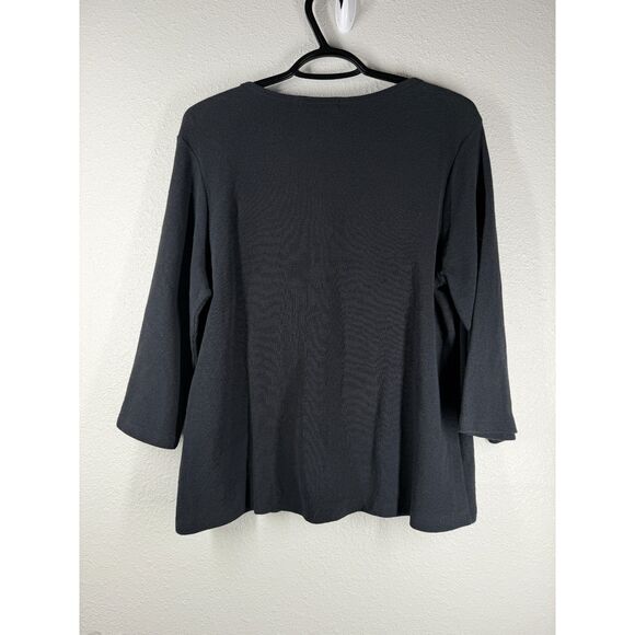 Chalet Et Ceci Womens Black Cardigan Sz M Boho Lagenlook Artsy Cotton USA - Picture 4 of 8